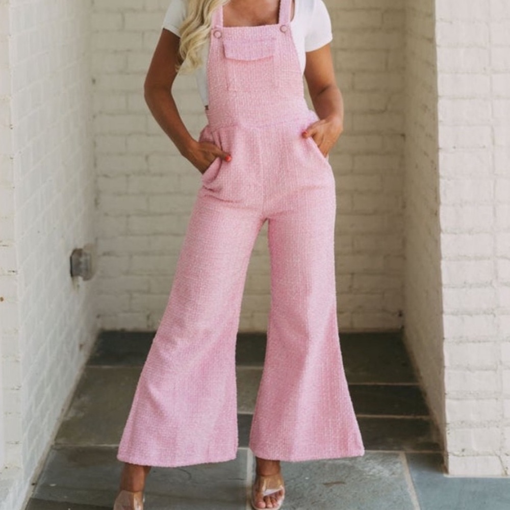 These Three Boutique Elegant Pink Wide-Leg Women's Pants